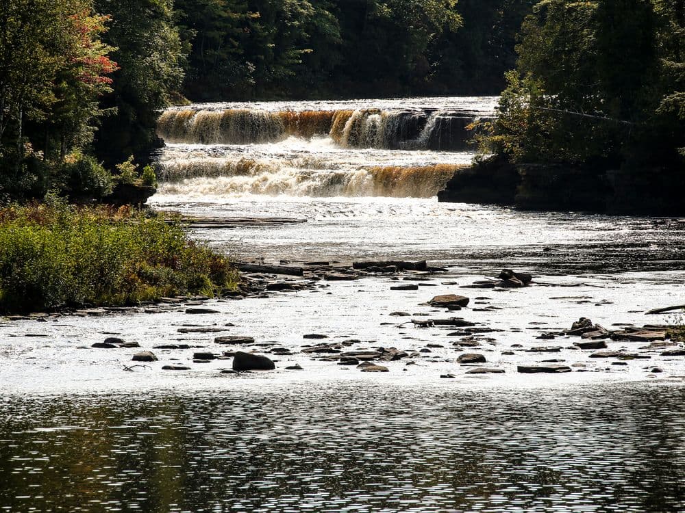 Tahquamenon Falls Upper Falls seen head-on from the viewing platform